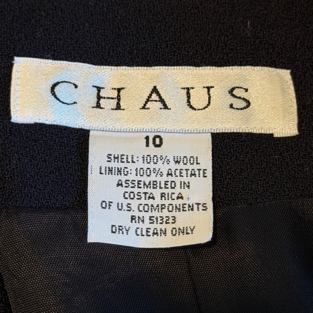 Chaus Blazer Jacket 100% Wool 10 Navy Blue Professional Career Office - Picture 5 of 5